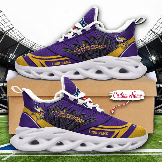 LIMITED EDITION - NEW CUSTOMIZED NFL05 MVK MINNESOTA VIKINGS UNISEX MAX SOUL SHOES