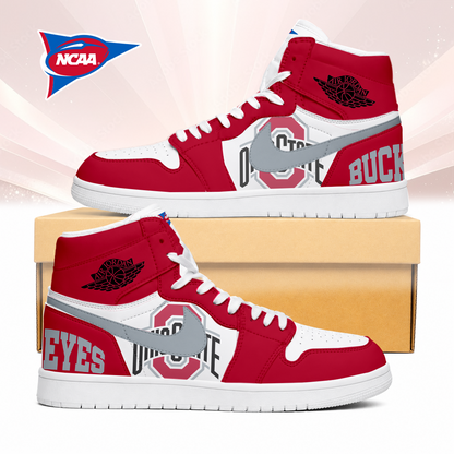 LIMITED EDITION - NEW CUSTOMIZED NCAA FBS05 OSB OHIO STATE BUCKEYES AIR JORDAN SNEAKERS