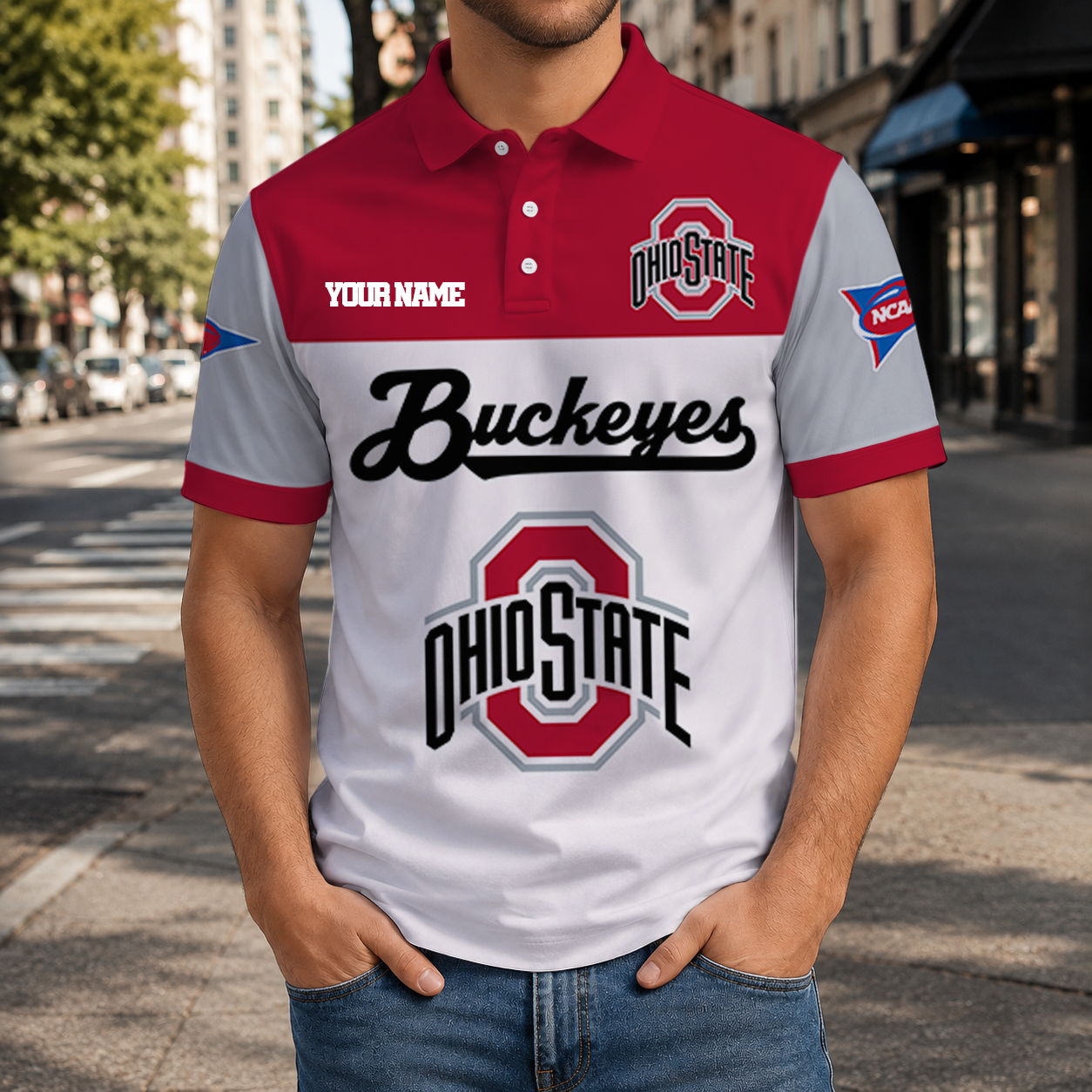 FINAL SALE - NEW CUSTOMIZED NCAA FBS05 OSB OHIO STATE BUCKEYES POLO SHIRT, ZIP POLO SHIRT & T-SHIRTS