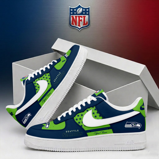 FINAL SALE - NEW CUSTOMIZED NFL06 SSH SEATTLE SEAHAWKS AF1 SHOES