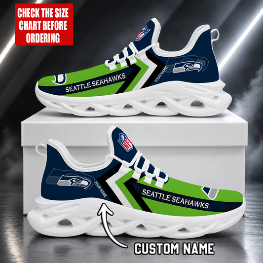 LIMITED EDITION - NEW CUSTOMIZED NFL06 SSH SEATTLE SEAHAWKS UNISEX MAX SOUL SHOES