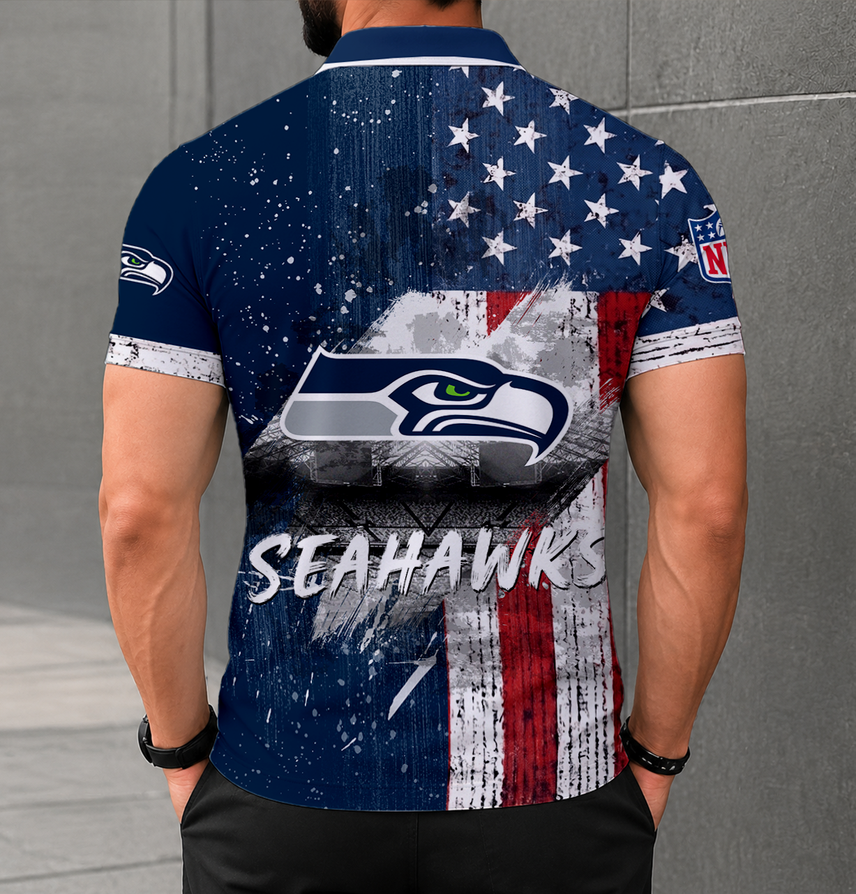 LIMITED EDITION - NEW CUSTOMIZED NFL06 SSH SEATTLE SEAHAWKS POLO SHIRT