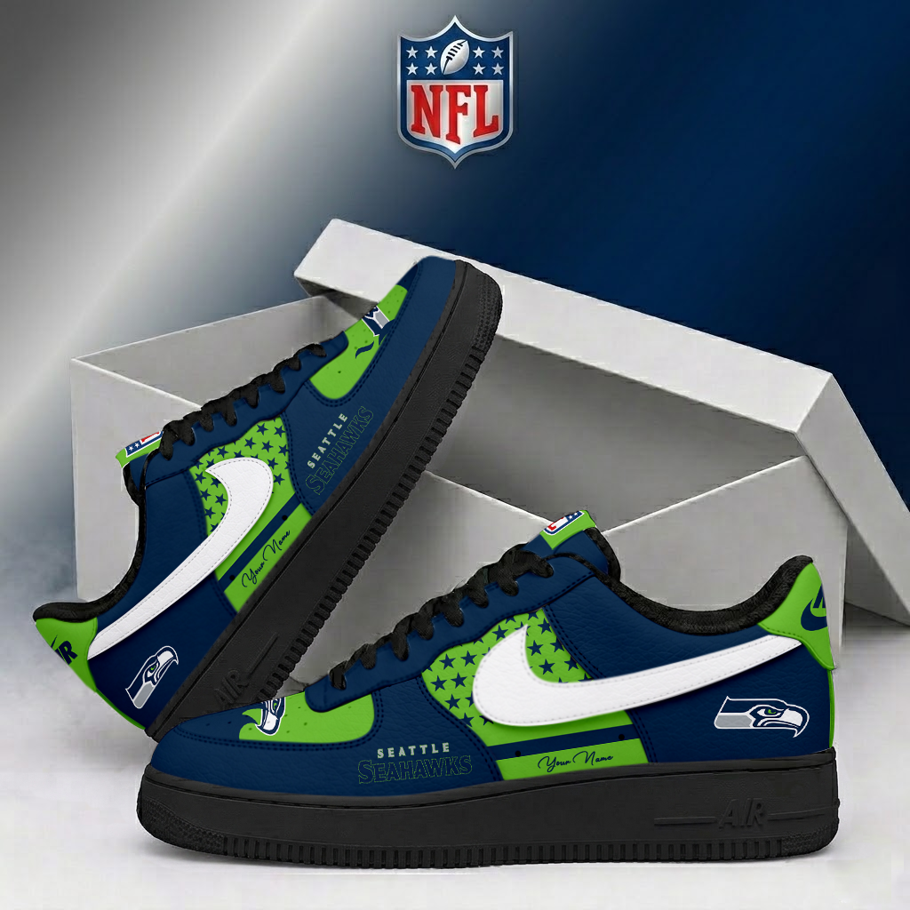 FINAL SALE - NEW CUSTOMIZED NFL06 SSH SEATTLE SEAHAWKS AF1 SHOES