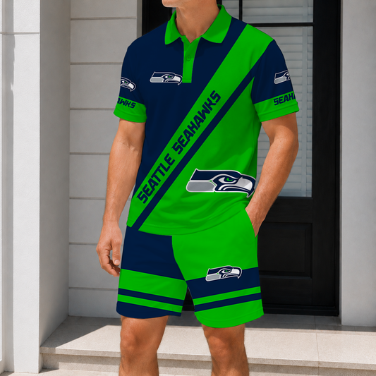 LIMITED EDITION - NEW CUSTOMIZED NFL06 SSH SEATTLE SEAHAWKS POLO SHIRT & SHORT PANTS SET