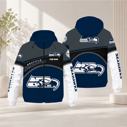 FINAL SALE - NEW CUSTOMIZED NFL06 SSH SEATTLE SEAHAWKS WINDBREAKER JACKET