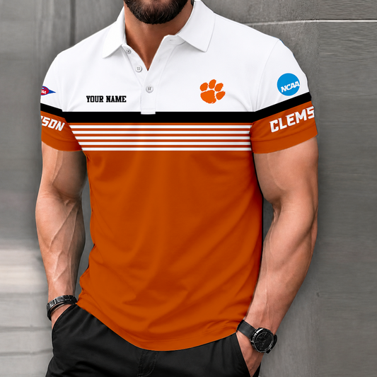 FLASH SALE - NEW CUSTOMIZED NCAA FBS07 CST CLEMSON TIGERS POLO SHIRT