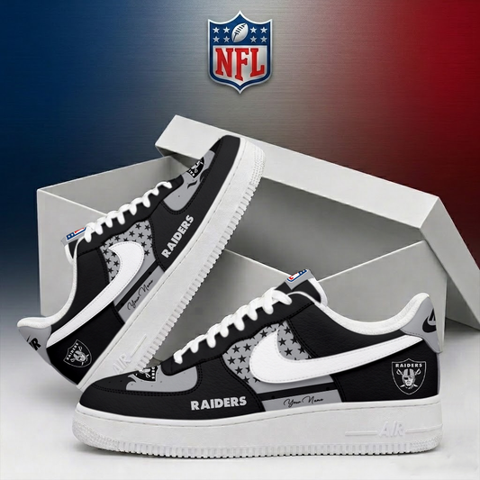 FINAL SALE - NEW CUSTOMIZED NFL07 LVR LAS VEGAS RAIDERS AF1 SHOES