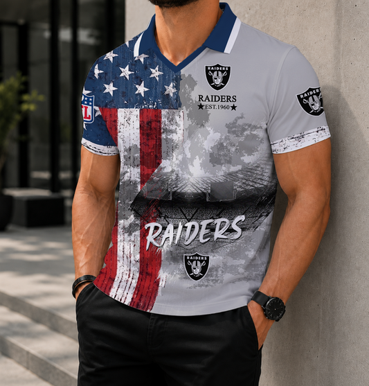 LIMITED EDITION - NEW CUSTOMIZED NFL07 LVR LAS VEGAS RAIDERS POLO SHIRT