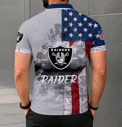 LIMITED EDITION - NEW CUSTOMIZED NFL07 LVR LAS VEGAS RAIDERS POLO SHIRT
