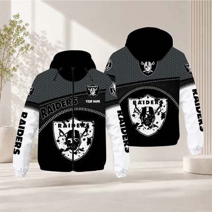 FINAL SALE - NEW CUSTOMIZED NFL07 LVR LAS VEGAS RAIDERS WINDBREAKER JACKET