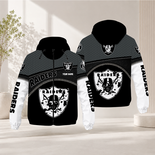 FINAL SALE - NEW CUSTOMIZED NFL07 LVR LAS VEGAS RAIDERS WINDBREAKER JACKET