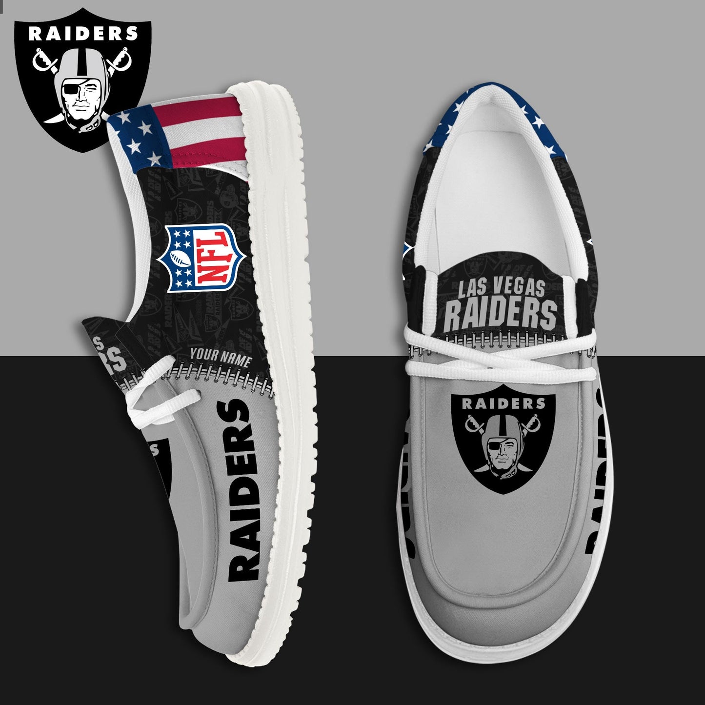LIMITED EDITION - NEW CUSTOMIZED NFL07 LVR LAS VEGAS RAIDERS LOAFER SHOES