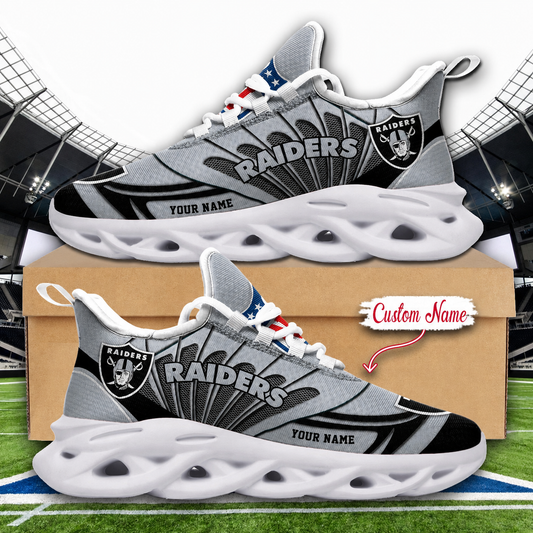 LIMITED EDITION - NEW CUSTOMIZED NFL07 LVR LAS VEGAS RAIDERS UNISEX MAX SOUL SHOES