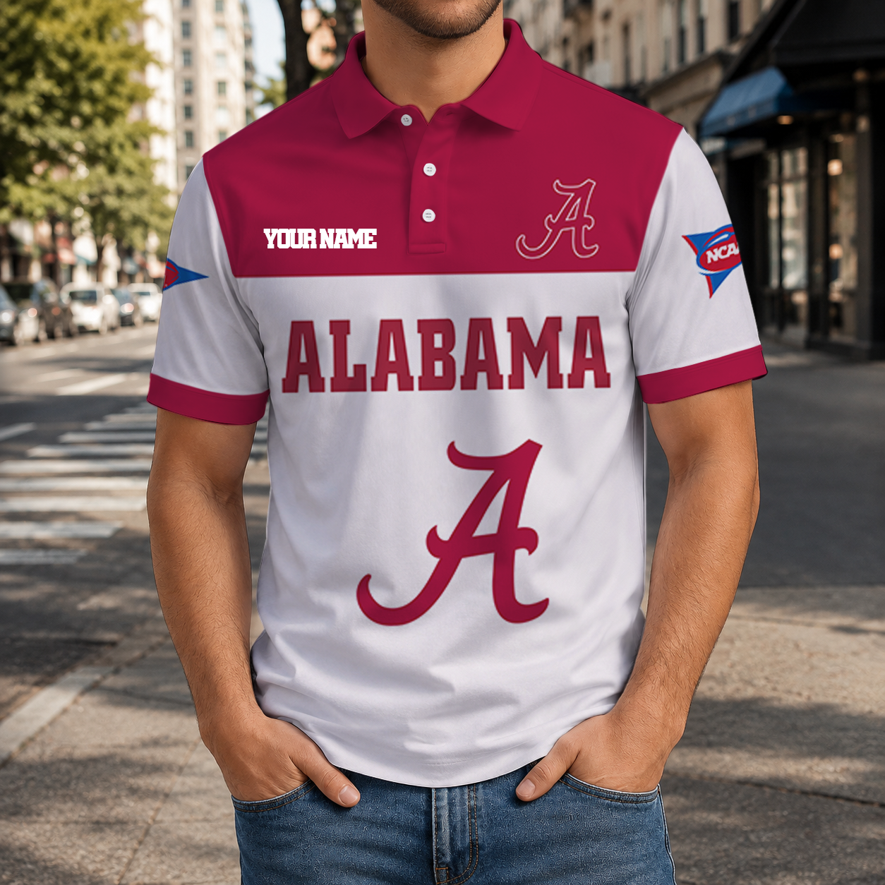 FINAL SALE - NEW CUSTOMIZED NCAA FBS08 ABC ALABAMA CRIMSON TIDE POLO SHIRT, ZIP POLO SHIRT & T-SHIRTS