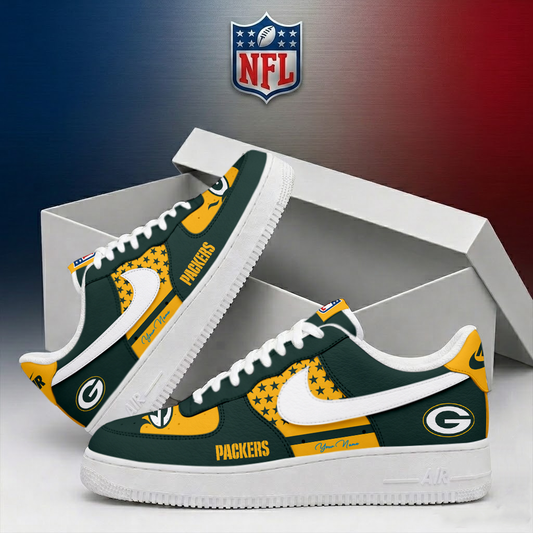 FINAL SALE - NEW CUSTOMIZED NFL08 GBP GREEN BAY PACKERS AF1 SHOES