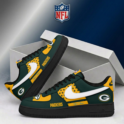 FINAL SALE - NEW CUSTOMIZED NFL08 GBP GREEN BAY PACKERS AF1 SHOES