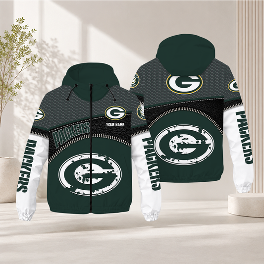 FINAL SALE - NEW CUSTOMIZED NFL08 GBP GREEN BAY PACKERS WINDBREAKER JACKET