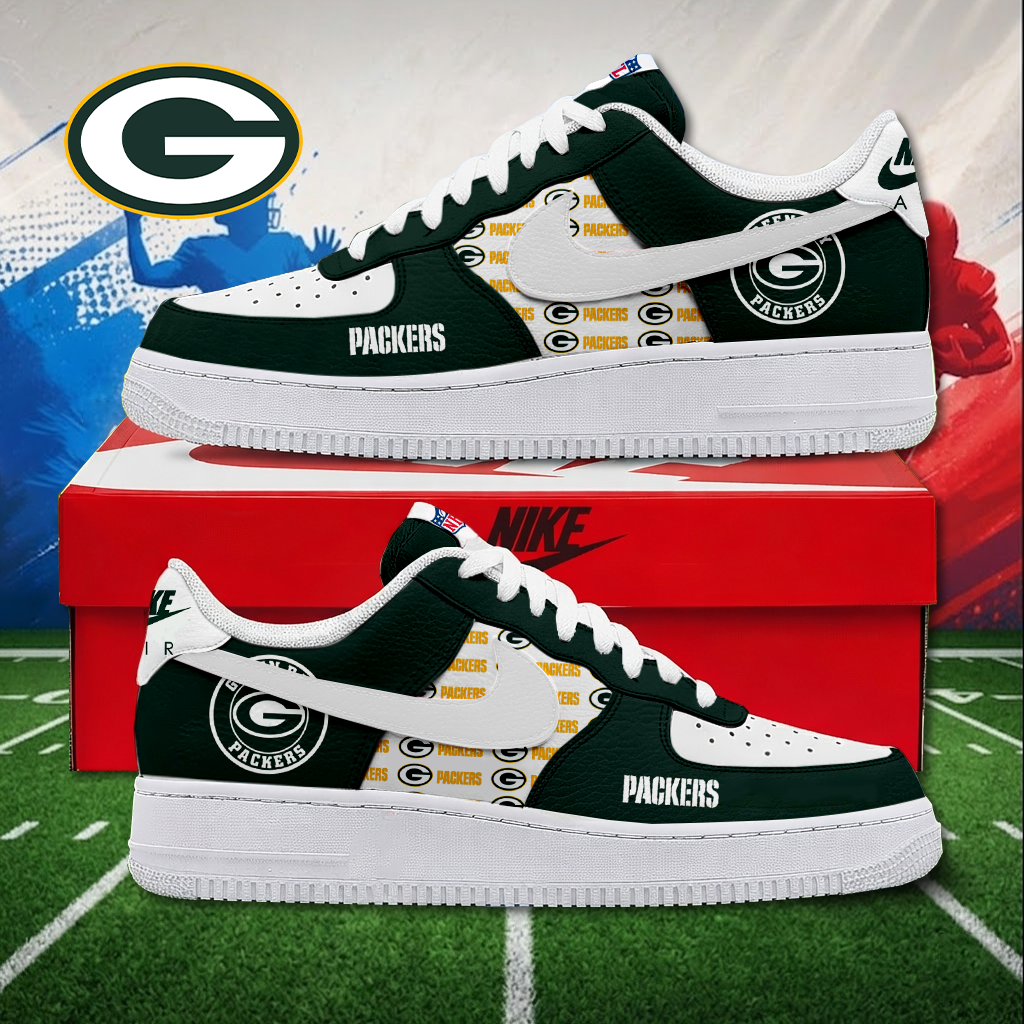 LIMITED EDITON - NEW CUSTOMIZED NFL08 GBP GREEN BAY PACKERS AF1 SNEAKERS