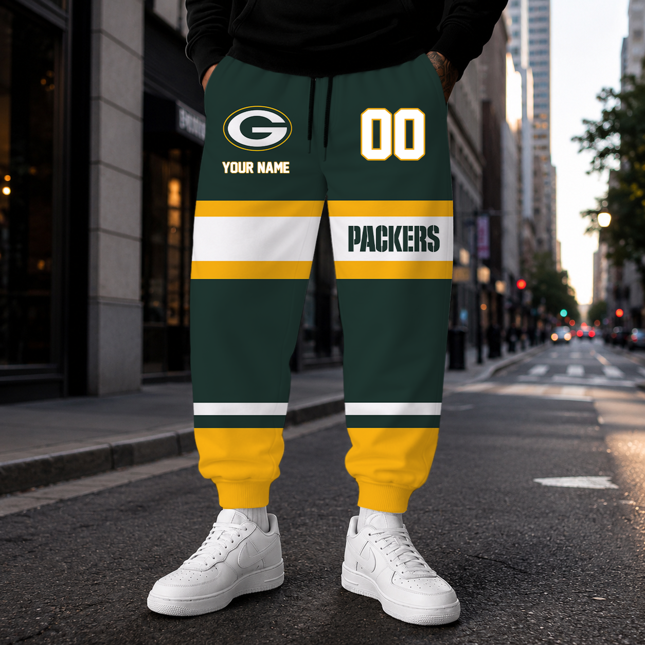 MEGA SALE - NEW CUSTOMIZED NFL08 GBP GREEN BAY PACKERS SWEATPANTS