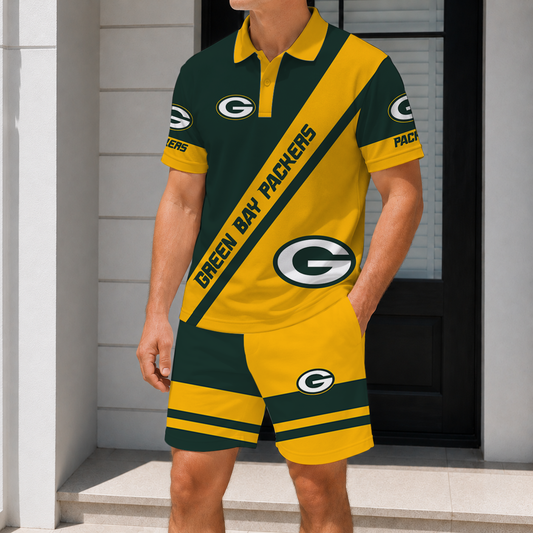 LIMITED EDITION - NEW CUSTOMIZED NFL08 GBP GREEN BAY PACKERS POLO SHIRT & SHORT PANTS SET