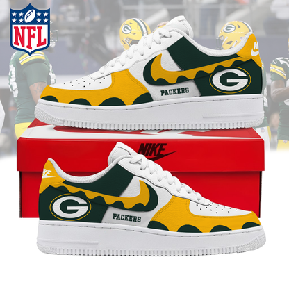 LIMITED EDITION- NEW CUSTOMIZED NFL08 GBP GREEN BAY PACKERS AF1 SNEAKERS