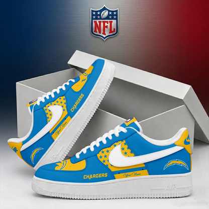 FINAL SALE - NEW CUSTOMIZED NFL09 LAC LOS ANGELES CHARGERS AF1 SHOES