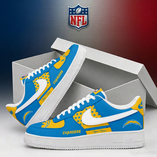 FINAL SALE - NEW CUSTOMIZED NFL09 LAC LOS ANGELES CHARGERS AF1 SHOES