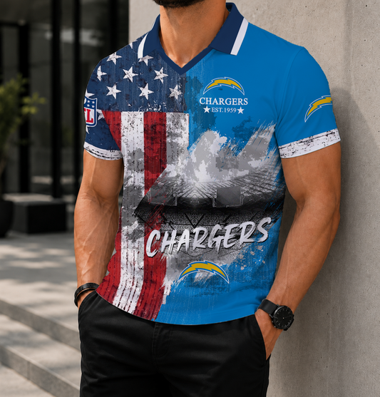 LIMITED EDITION - NEW CUSTOMIZED NFL09 LAC LOS ANGELES CHARGERS POLO SHIRT
