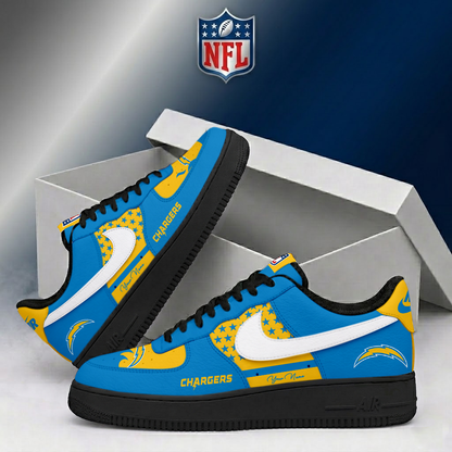 FINAL SALE - NEW CUSTOMIZED NFL09 LAC LOS ANGELES CHARGERS AF1 SHOES