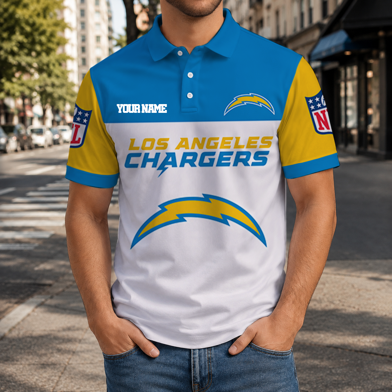 EXCLUSIVE  EDITION - NEW CUSTOMIZED NFL09 LAC LOS ANGELES CHARGERS T-SHIRT, POLO SHIRT, ZIP POLO SHIRT, SWEATSHIRT, HOODIE & ZIP HOODIE