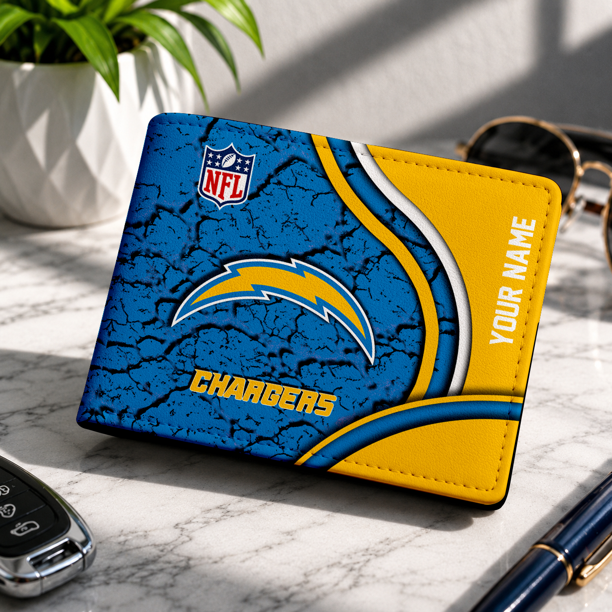 MEGA SALE - NEW CUSTOMIZED NFL09 LAC LA CHARGERS LEATHER WALLET