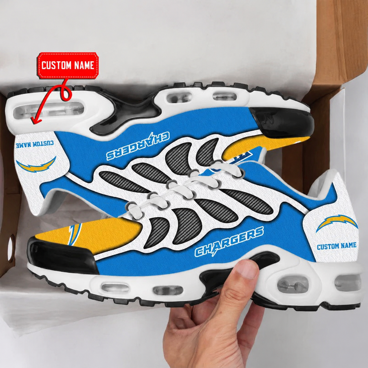 FLASH SALE - NEW CUSTOMIZED NFL09 LAC LOS ANGELES CHARGERS AIR MAX PLUS SNEAKERS