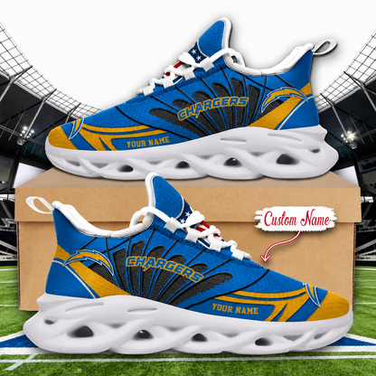 LIMITED EDITION - NEW CUSTOMIZED NFL09 LAC LOS ANGELES CHARGERS UNISEX MAX SOUL SHOES