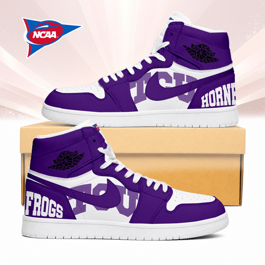 LIMITED EDITION - NEW CUSTOMIZED NCAA FBS09 THF TCU HORNED FROGS AIR JORDAN SNEAKERS