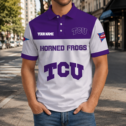 FINAL SALE - NEW CUSTOMIZED NCAA FBS09 THF TCU HORNED FROGS POLO SHIRT, ZIP POLO SHIRT & T-SHIRTS