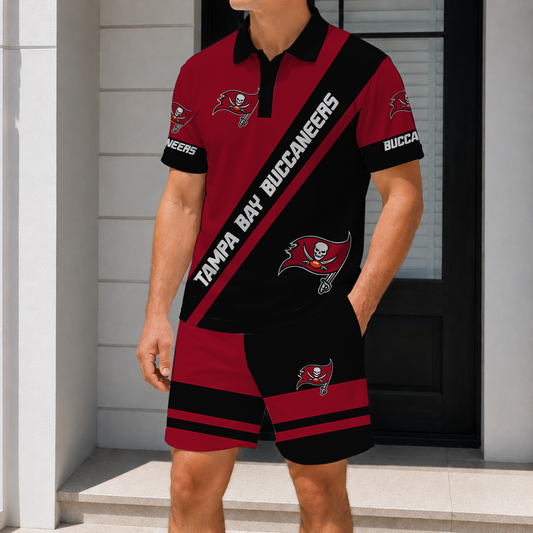 LIMITED EDITION - NEW CUSTOMIZED NFL10 TBB TAMPA BAY BUCCANEERS POLO SHIRT & SHORT PANTS SET