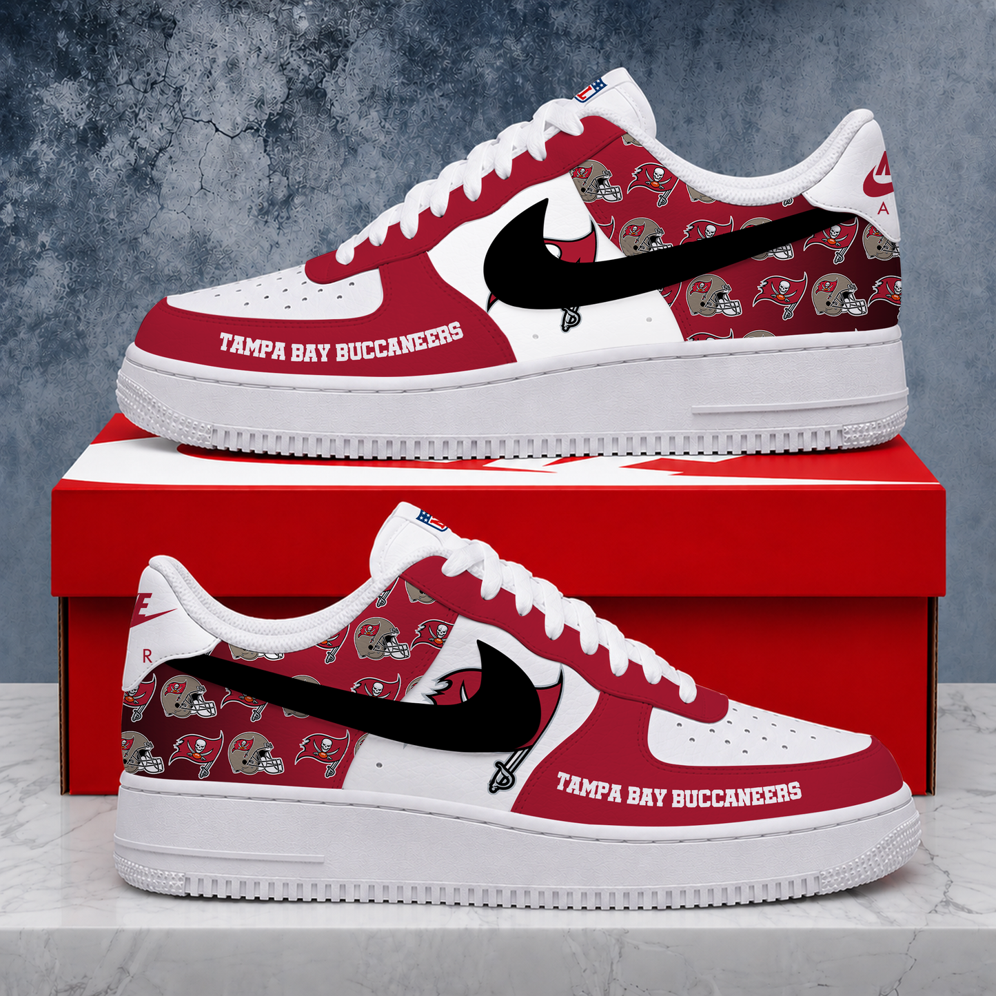 VIRAL EDITION - NEW CUSTOMIZED NFL10 TBB TAMPA BAY BUCCANEERS AF1 SHOES