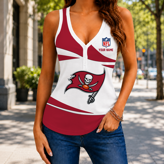 VIRAL EDITION - NEW CUSTOMIZED NFL10 TBB TAMPA BAY BUCCANEERS WOMEN'S V-NECK TANK TOP