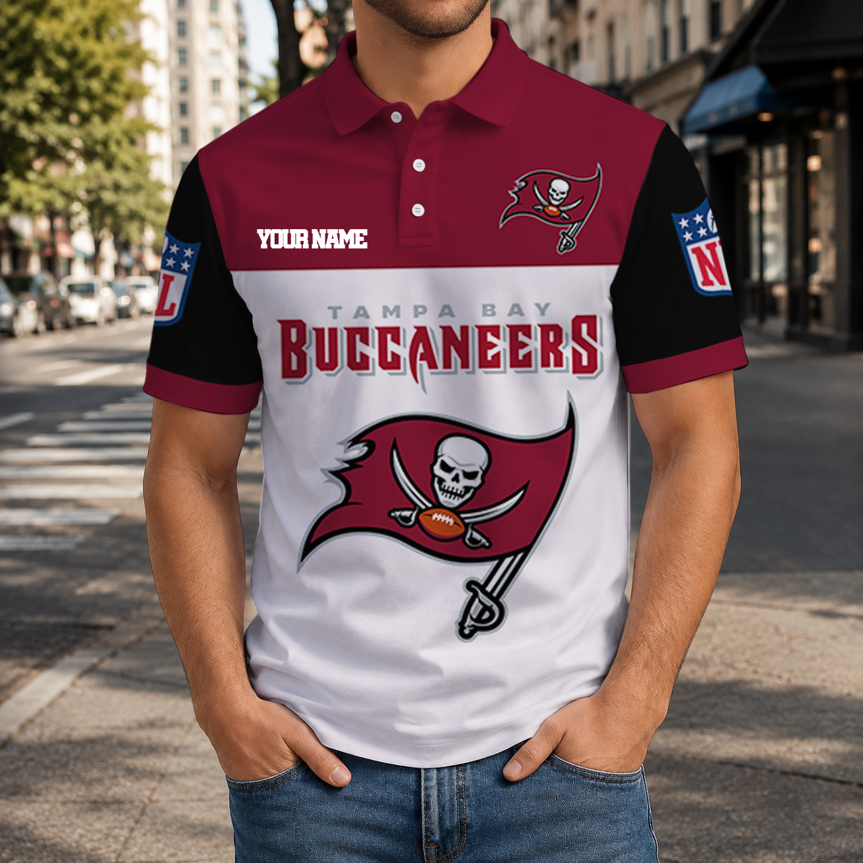 EXCLUSIVE  EDITION - NEW CUSTOMIZED NFL10 TBB TAMPA BAY BUCCANEERS T-SHIRT, POLO SHIRT, ZIP POLO SHIRT, SWEATSHIRT, HOODIE & ZIP HOODIE