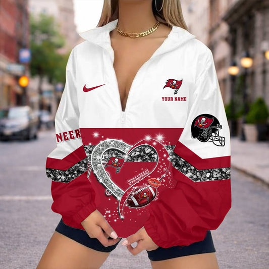 LIMITED EDITION - NEW CUSTOMIZED NFL10 TBB TAMPA BAY BUCCANEERS V-NECK ZIPPER SWEATSHIRT JACKET