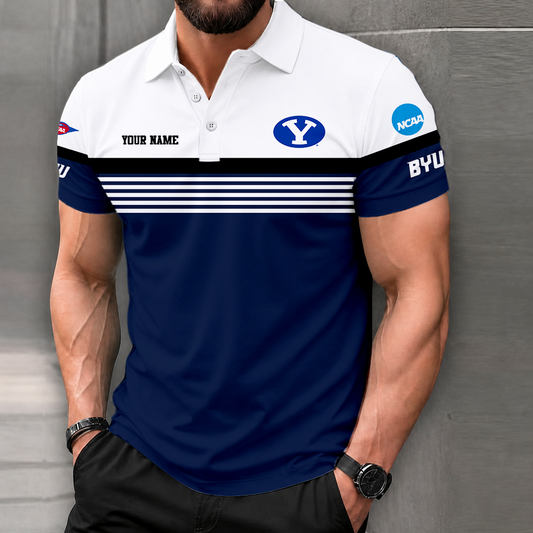 FLASH SALE - NEW CUSTOMIZED NCAA FBS11 BYU BYU COUGARS POLO SHIRT