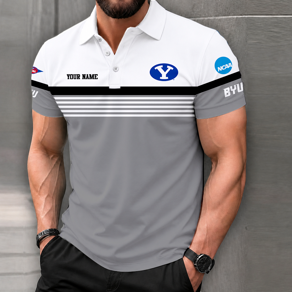 FLASH SALE - NEW CUSTOMIZED NCAA FBS11 BYU BYU COUGARS POLO SHIRT