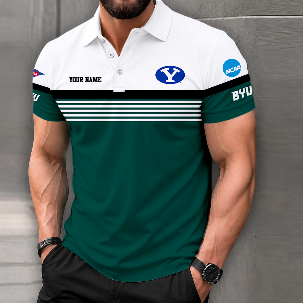 FLASH SALE - NEW CUSTOMIZED NCAA FBS11 BYU BYU COUGARS POLO SHIRT