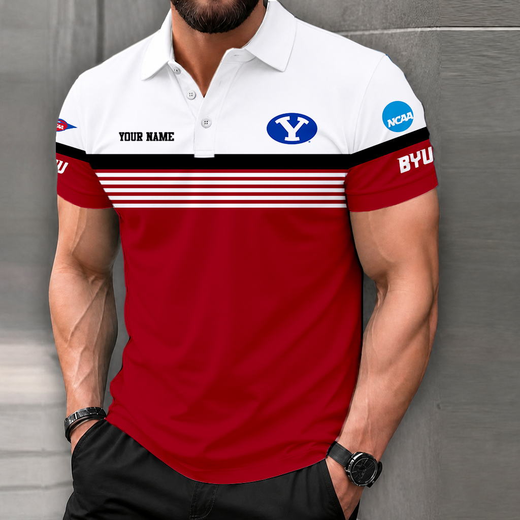 FLASH SALE - NEW CUSTOMIZED NCAA FBS11 BYU BYU COUGARS POLO SHIRT