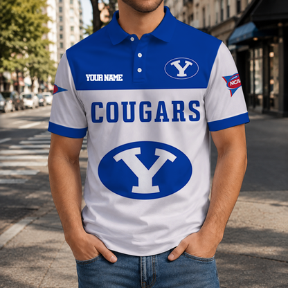 FINAL SALE - NEW CUSTOMIZED NCAA FBS11 BYU BYU COUGARS POLO SHIRT, ZIP POLO SHIRT & T-SHIRTS