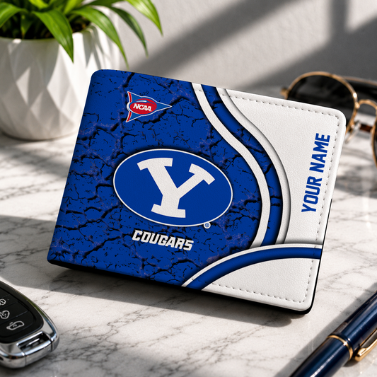 MEGA SALE - NEW CUSTOMIZED NCAA FBS11 BYU BYU COUGARS LEATHER WALLET