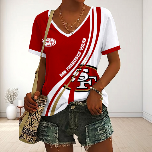 SPECIAL EDITION - NEW CUSTOMIZED NFL11 SF49 SAN FRANCISCO 49ERS V-NECK FEMALE SHIRT