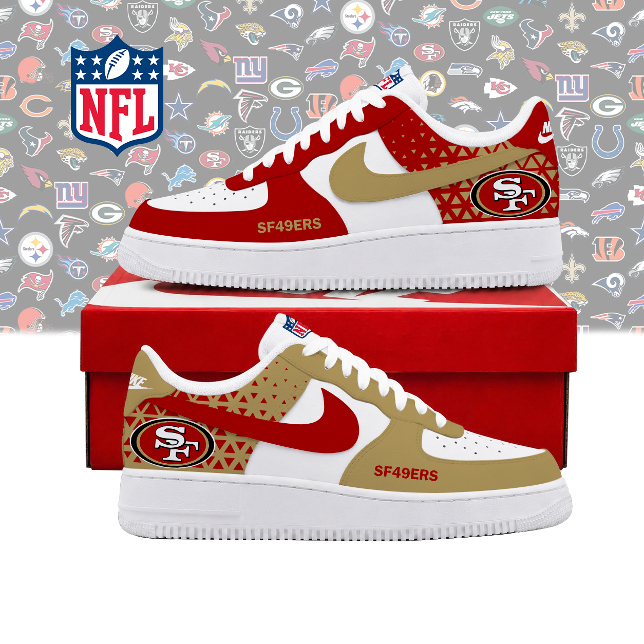 FLASH SALE - NEW CUSTOMIZED NFL11 SF49 SAN FRANCISCO 49ERS AF1 SHOES