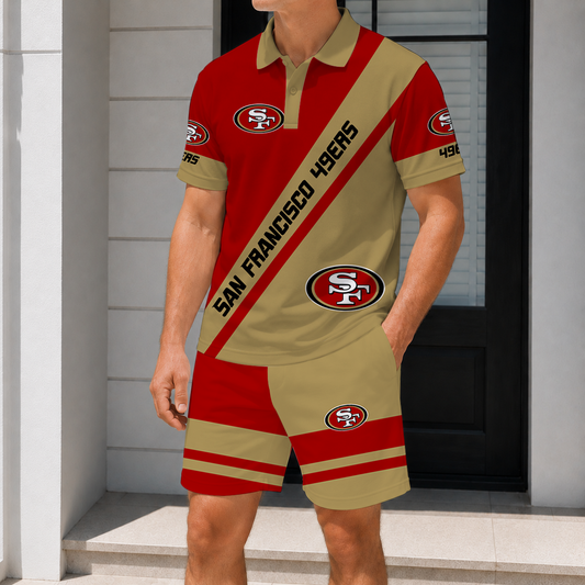 LIMITED EDITION - NEW CUSTOMIZED NFL11 SF49 SAN FRANCISCO 49ERS POLO SHIRT & SHORT PANTS SET