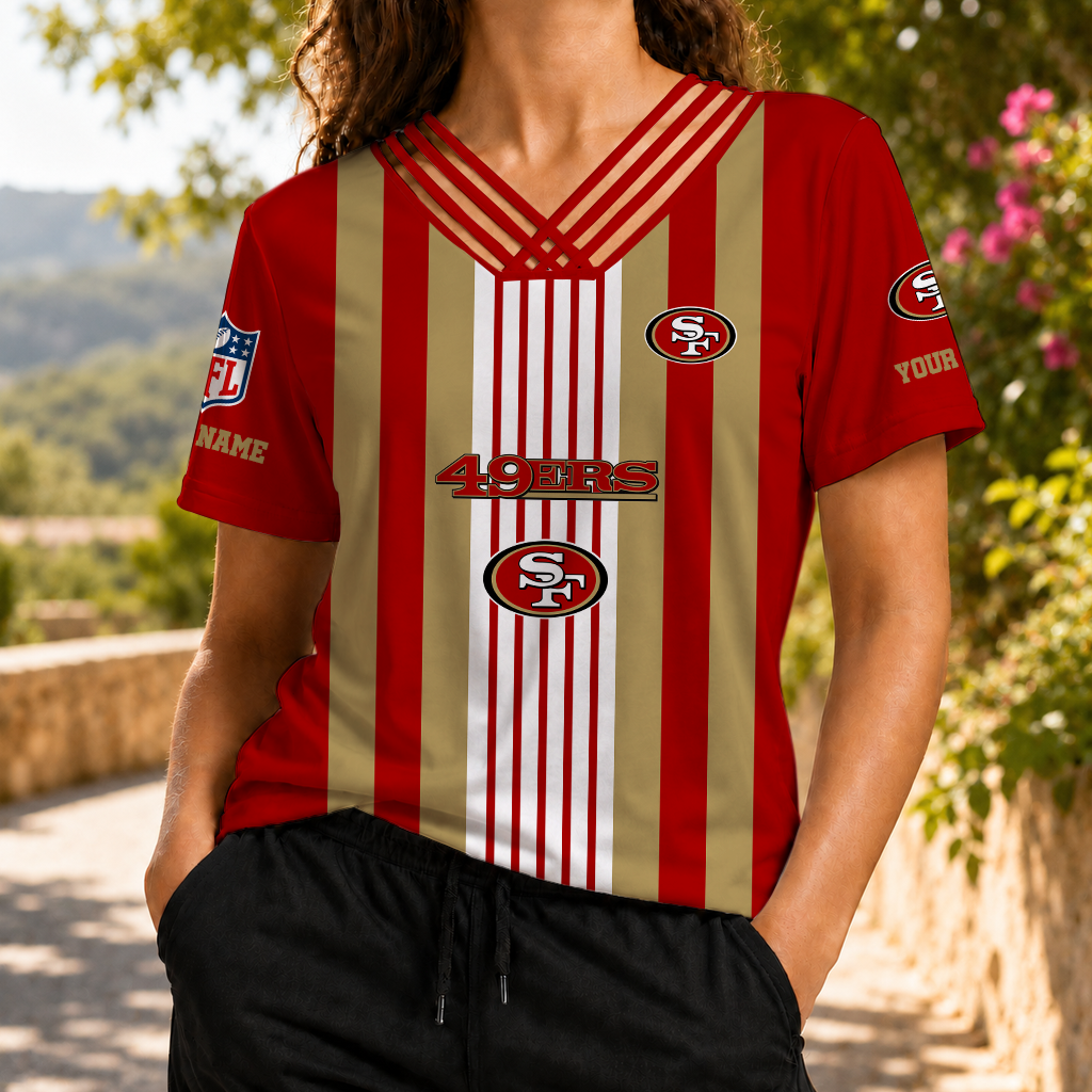 VIRAL EDITION - NEW CUSTOMIZED NFL11 SF49 SAN FRANCISCO 49ERS V-NECK SHIRT